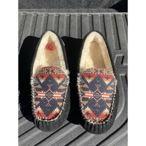Pendleton Women’s Nehalem Slip Ons Moccasins Slippers Aztec New Size 6 Sheepskin